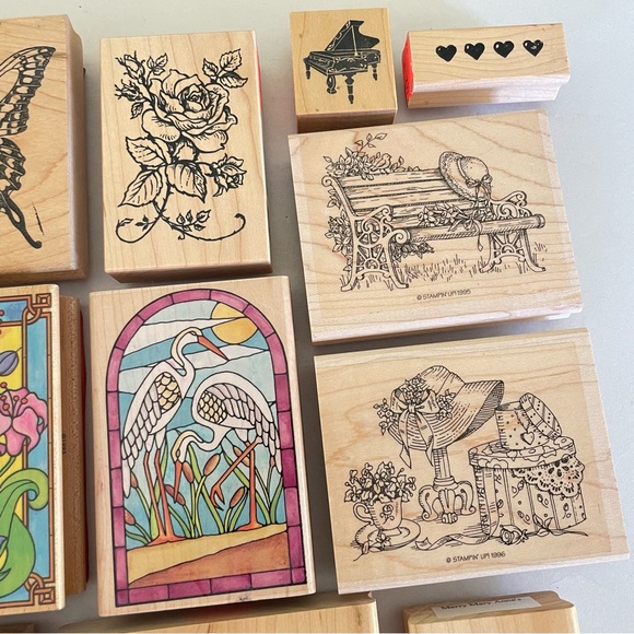 PSX Stampin Up Rubber Wood Mount Victorian House Lot Floral Stained Glass - Picture 4 of 12